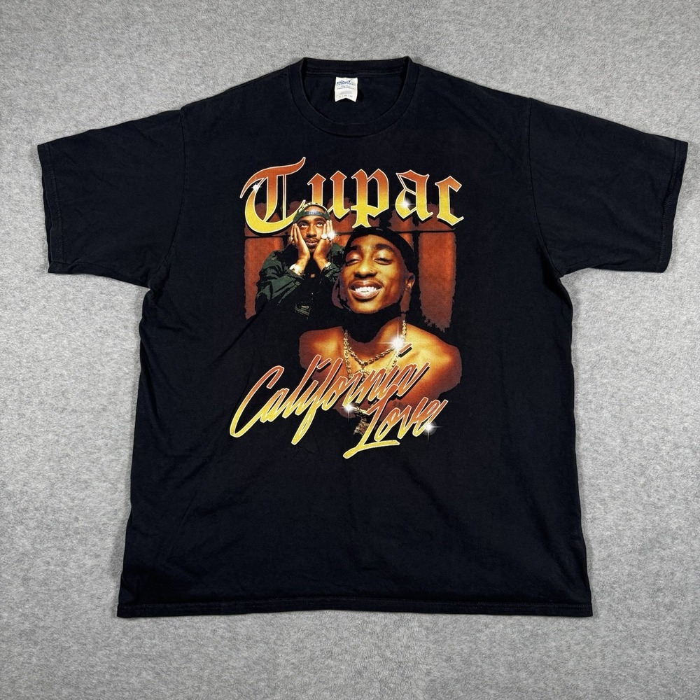 Port & Company Tupac California Love Graphic T Shirt XL Black 2Pac Hip Hop Rap